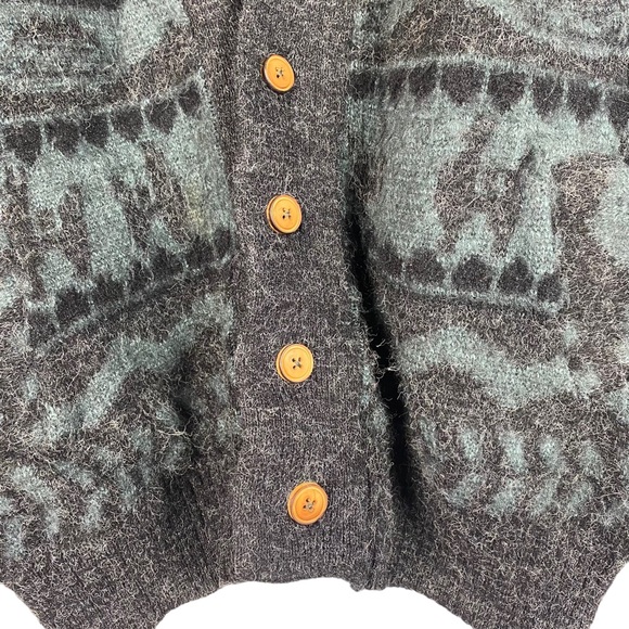 Tejidos Ruminahui Men's Button Cardigan 100% Wool Sweater Lama Pattern M/L - Picture 5 of 10